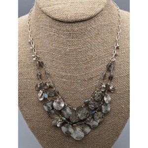 Stella & Dot Calypso Coin Necklace - Semi-Precious Labradorite Stones 20"